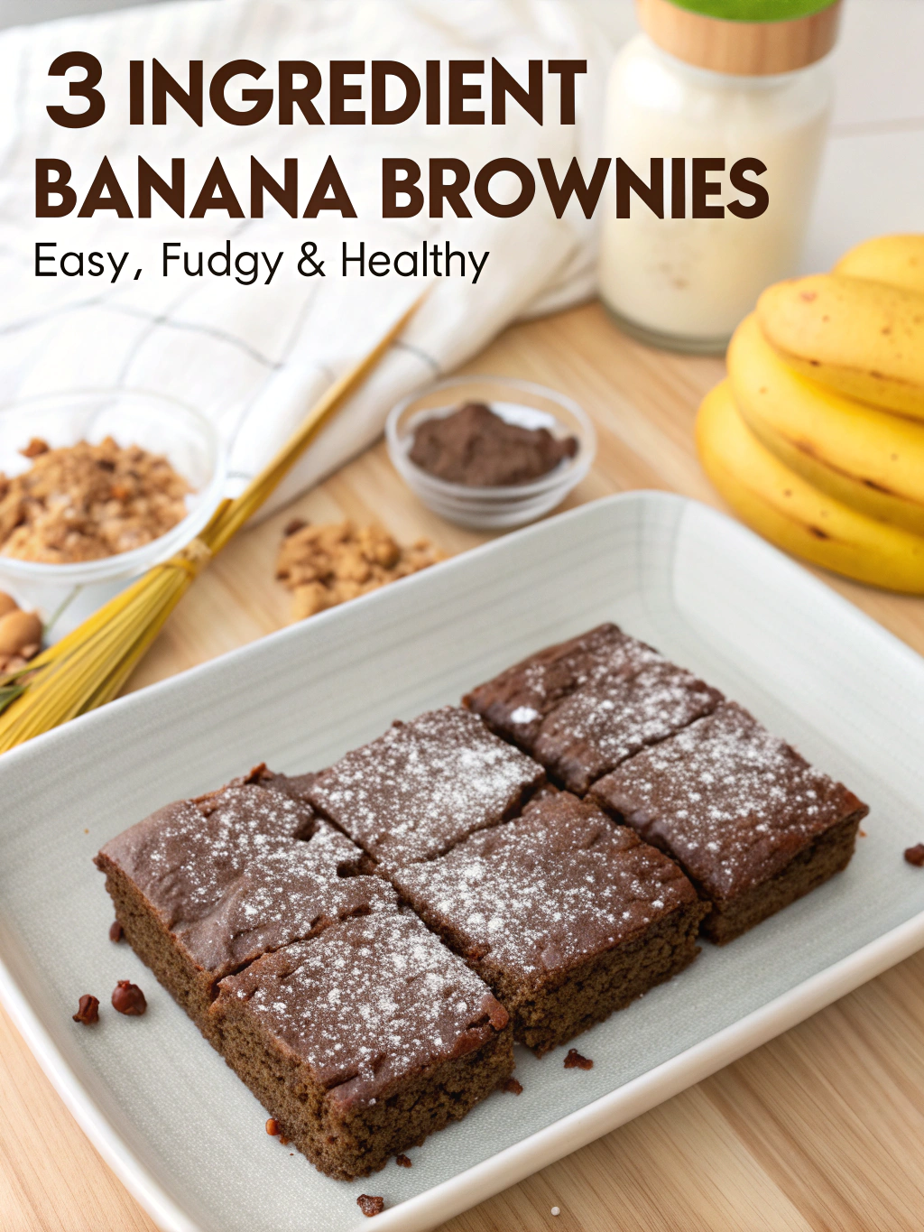 3 Ingredient Banana Brownies – Easy, Fudgy & Healthy
