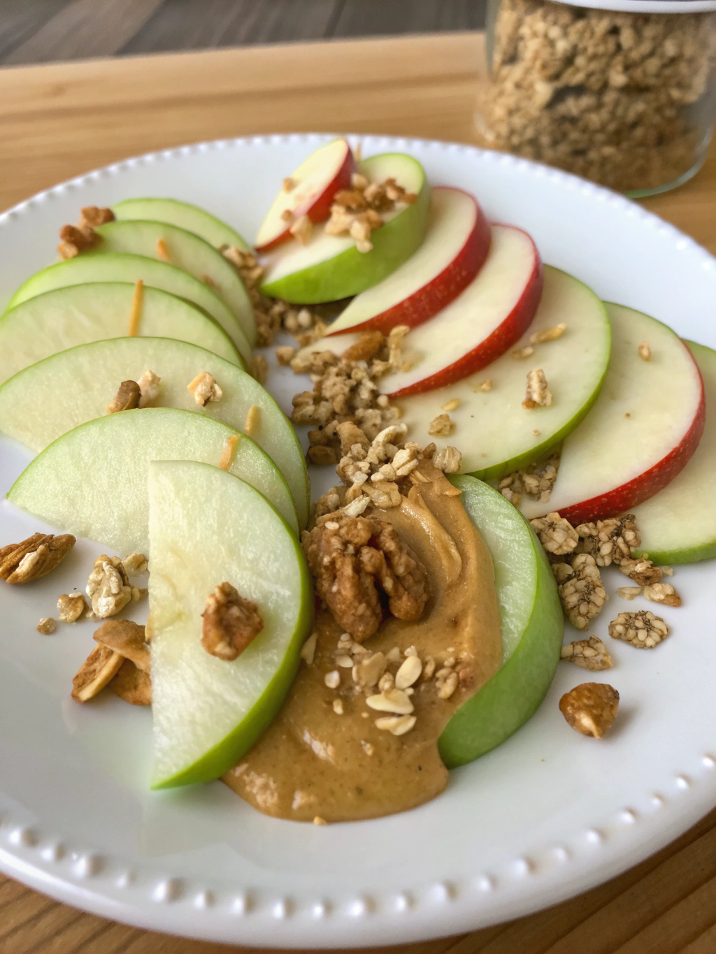 Apple Slices with Almond Butter and Granola