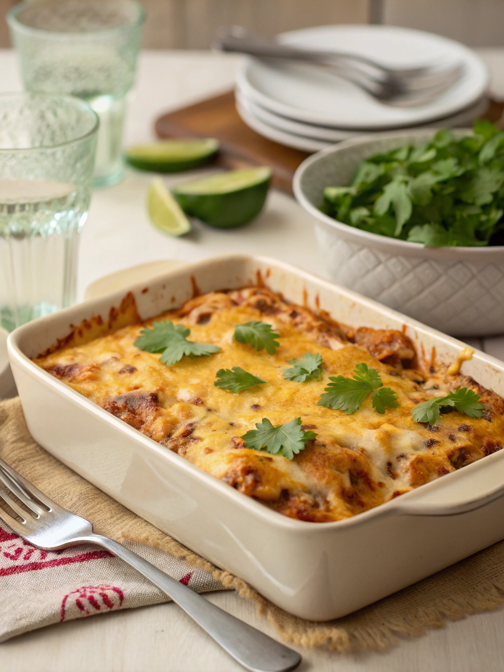 Cheesy Chicken Burrito Casserole