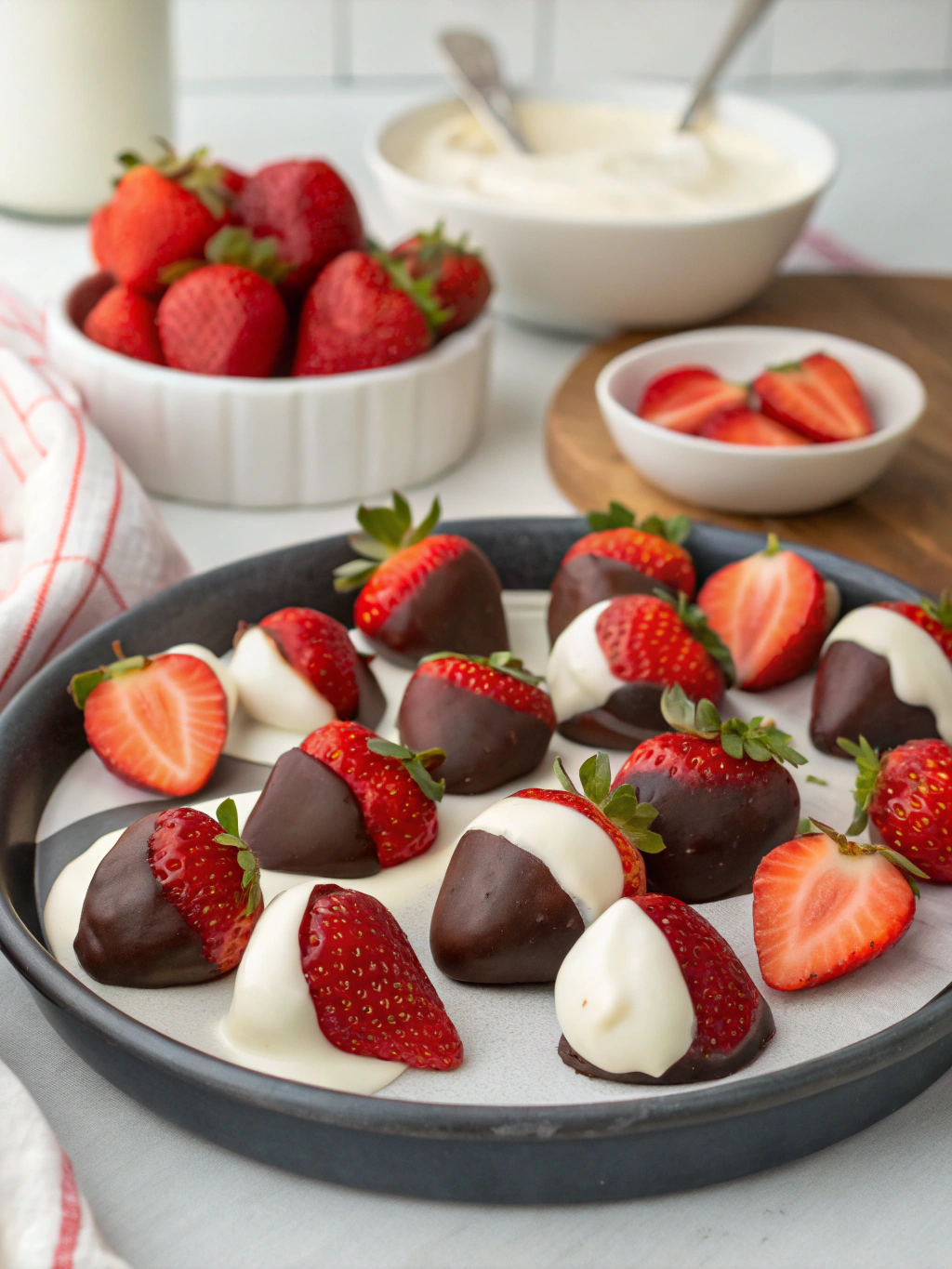 Chocolate-Dipped Strawberry Yogurt Clusters