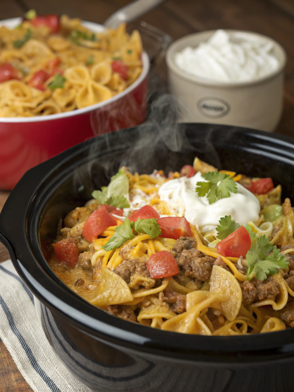 Crock Pot Taco Shells and Cheese - Creamy Cheesy Taco Pasta