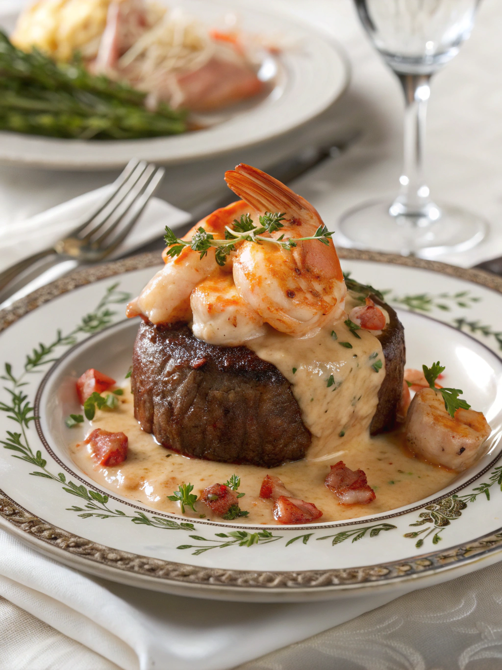 Decadent Filet Mignon with Shrimp and Lobster Cream Sauce