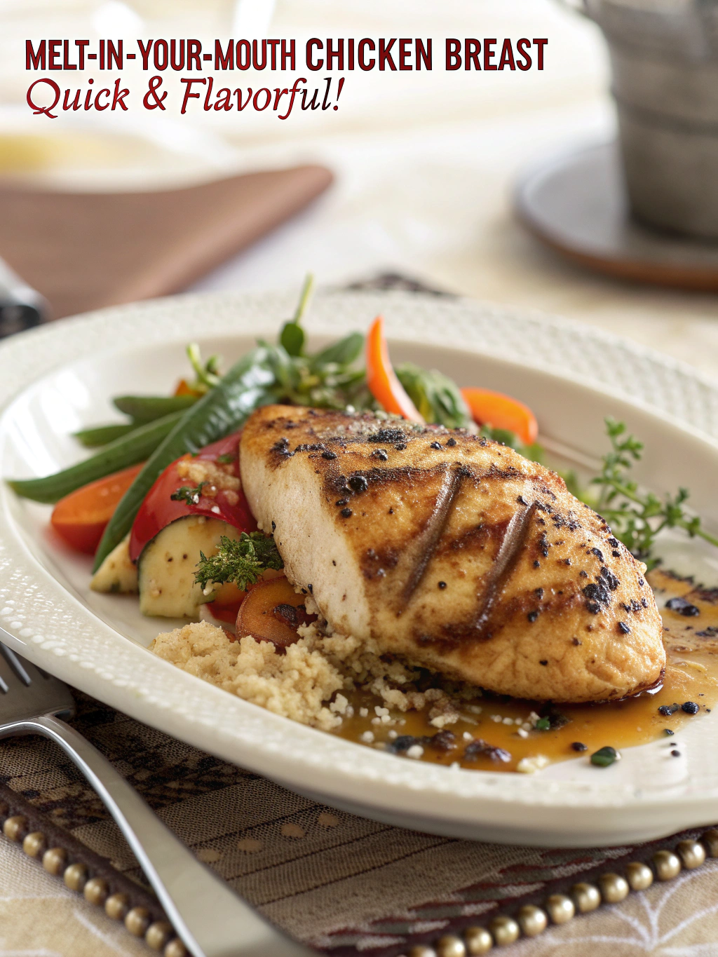 Melt-In-Your-Mouth Chicken Breast - Quick & Flavorful served with roasted vegetables