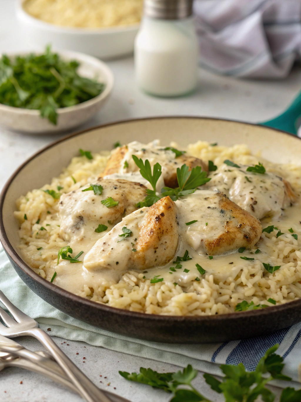 One-Pan Creamy Parmesan Chicken & Rice – Easy & Delicious!