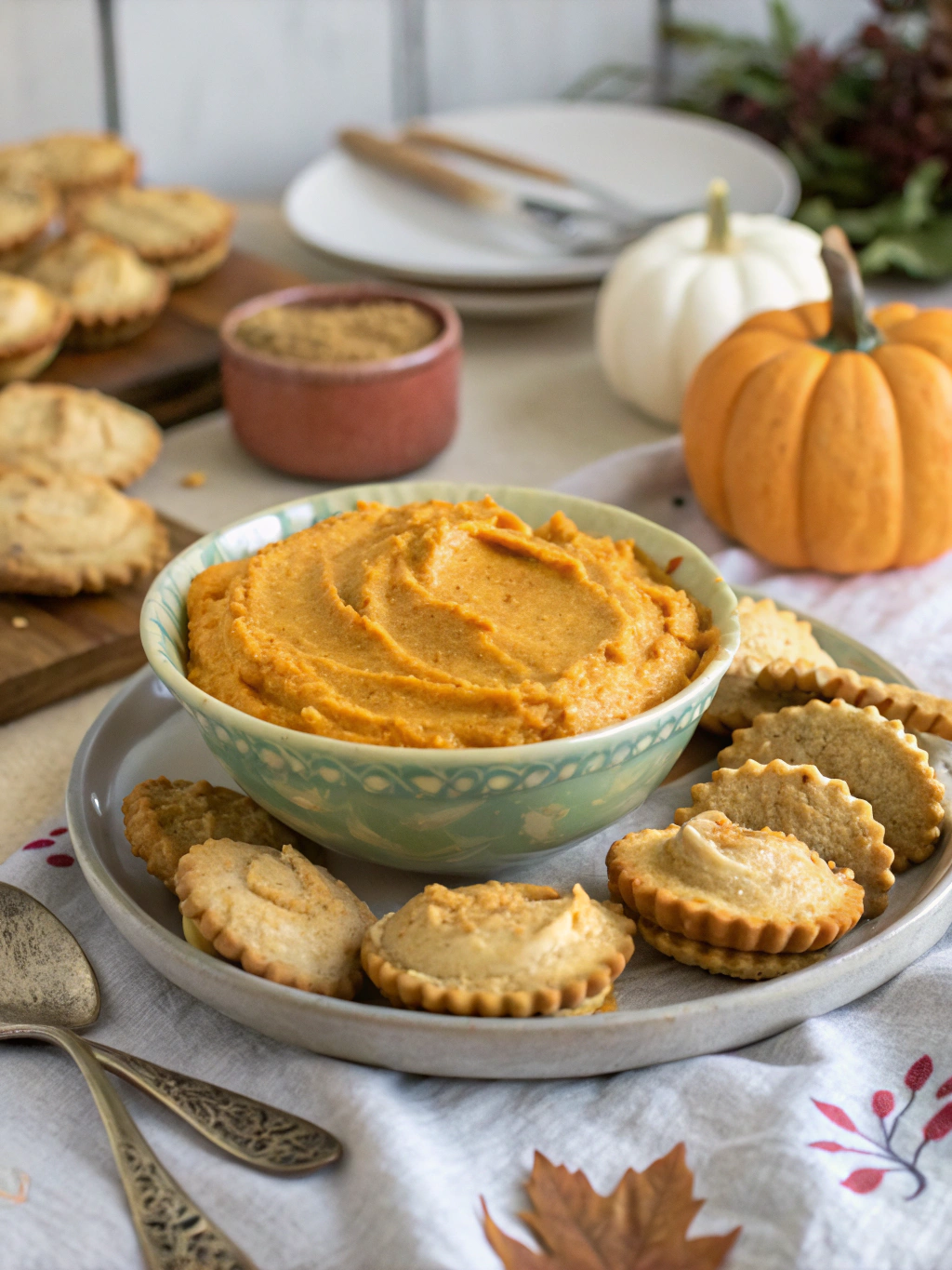 Pumpkin Mousse Dip with Pie Crust Dippers – Quick Fall Dessert