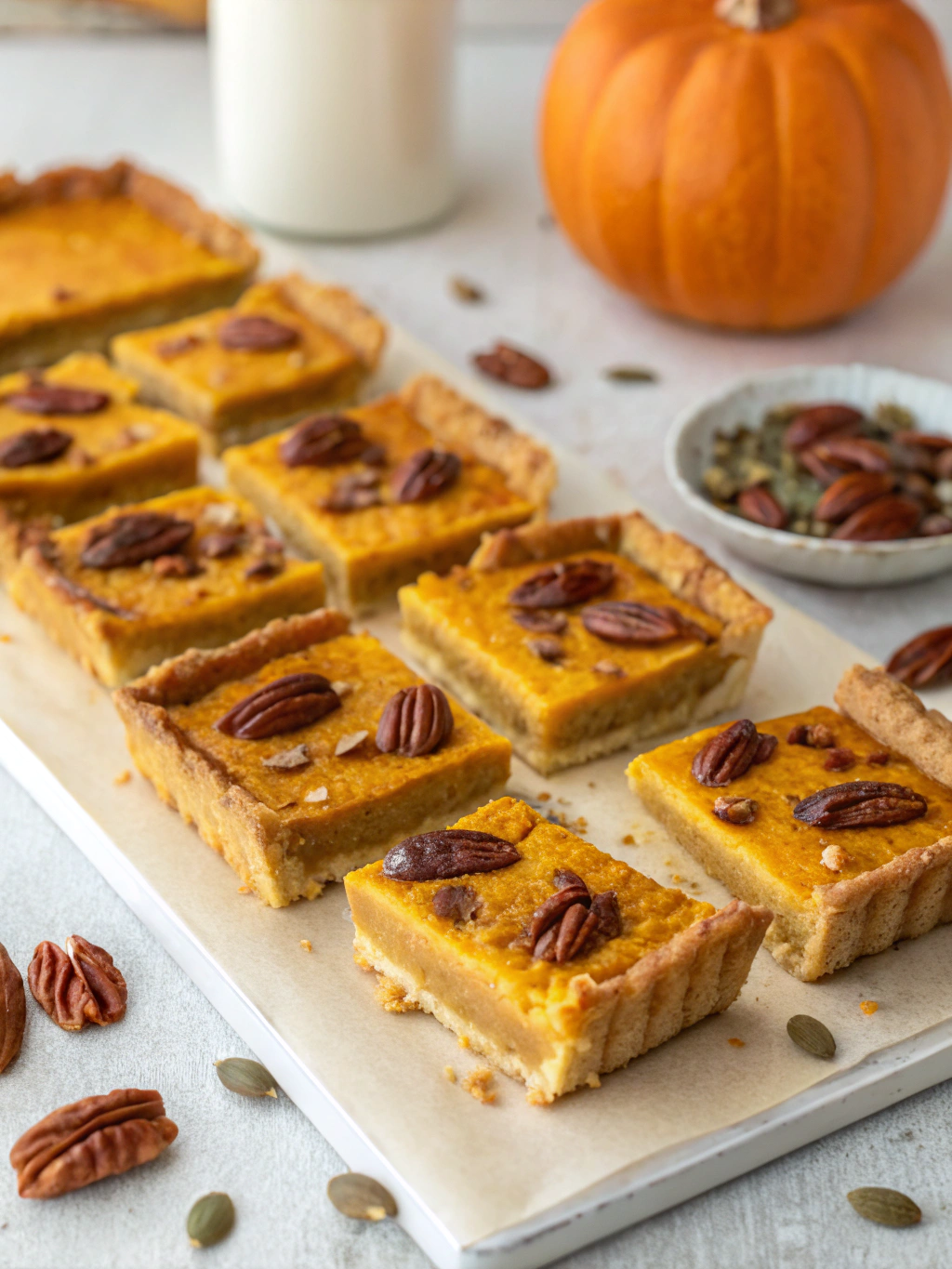 Pumpkin Pecan Custard Pie Bars - Easy Fall Dessert Recipe