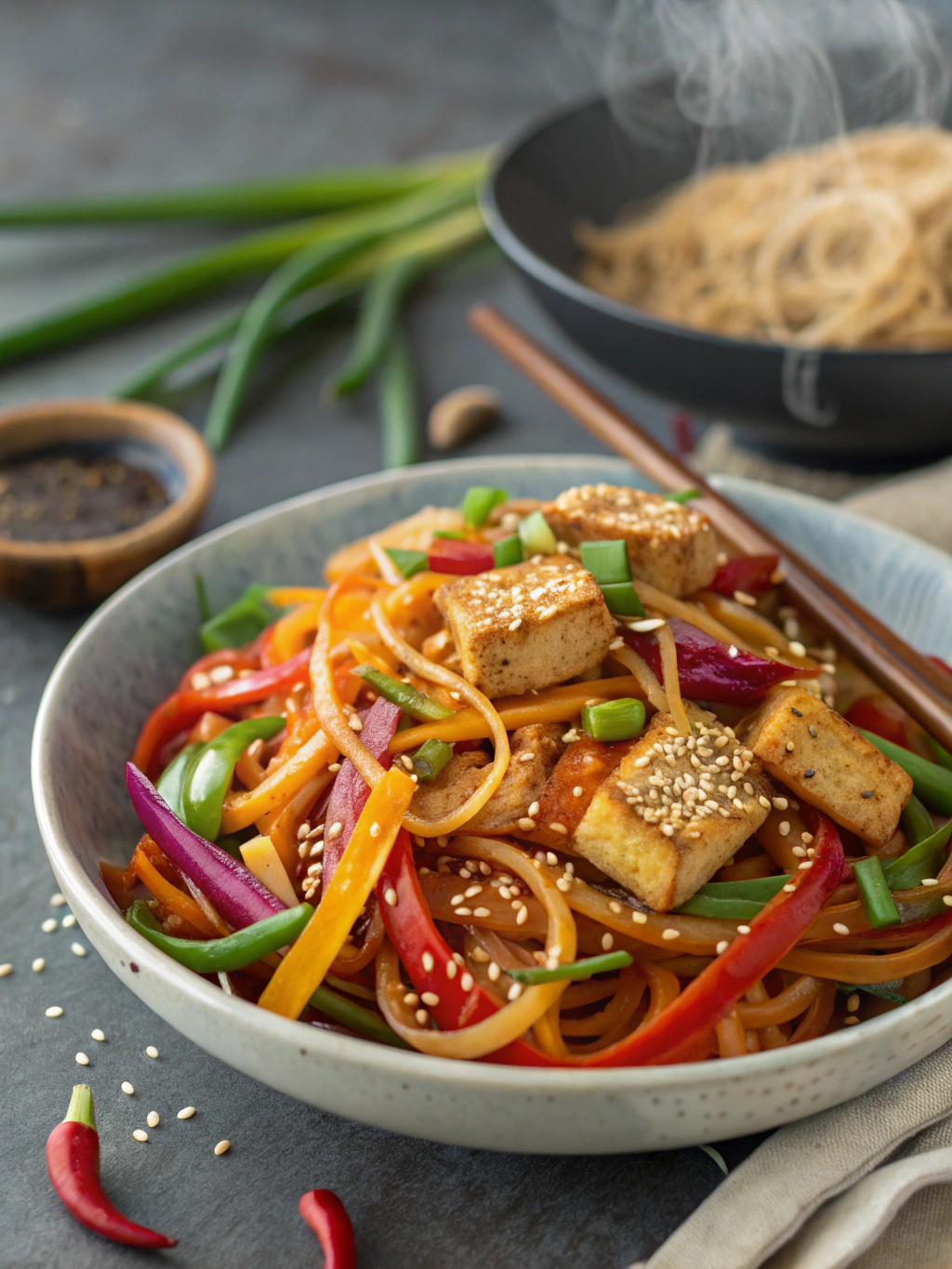 Quick & Easy Tofu Noodle Stir Fry with Homemade Sauce