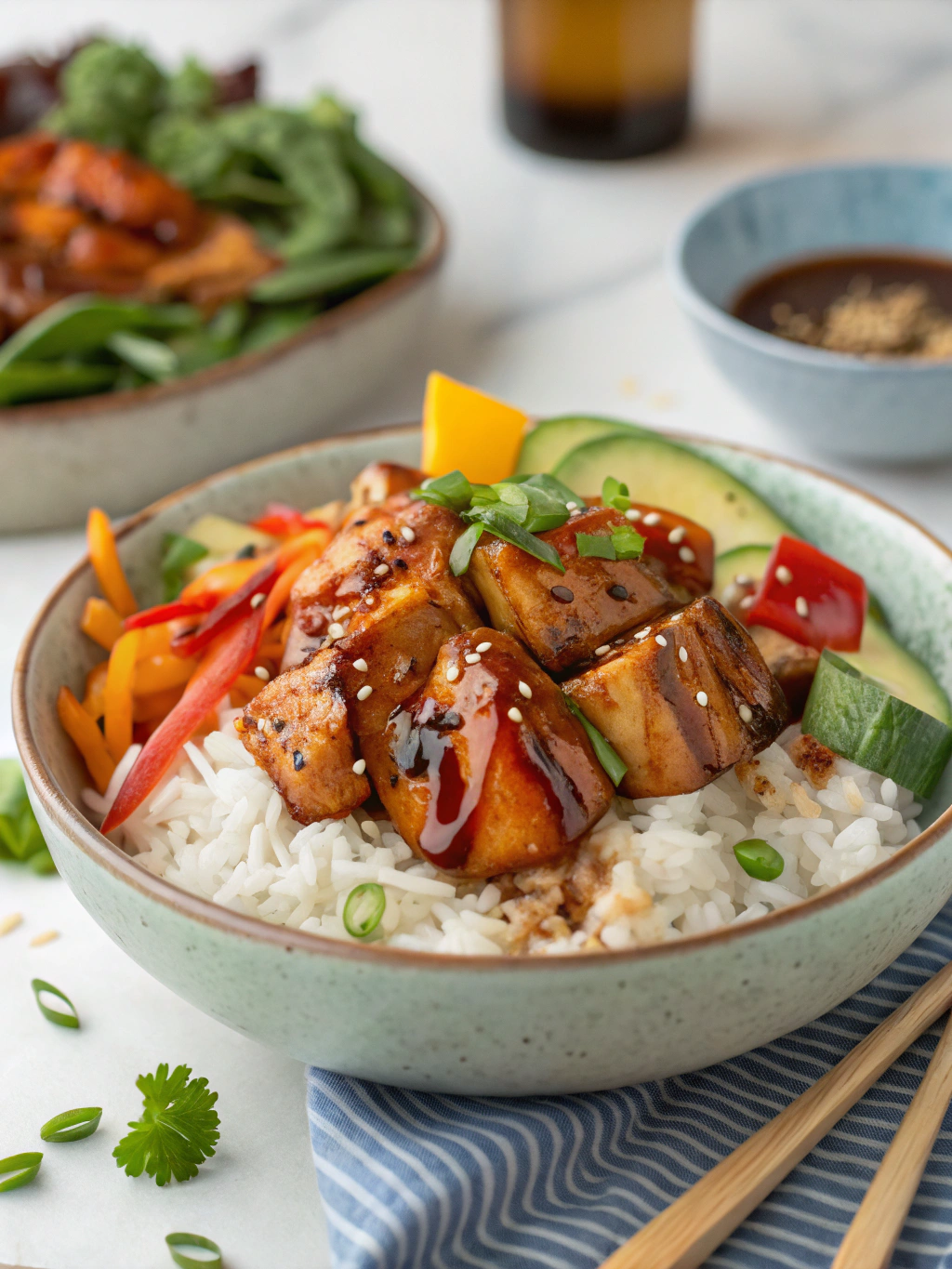 Spicy-Sweet Honey Chipotle Chicken Rice Bowls