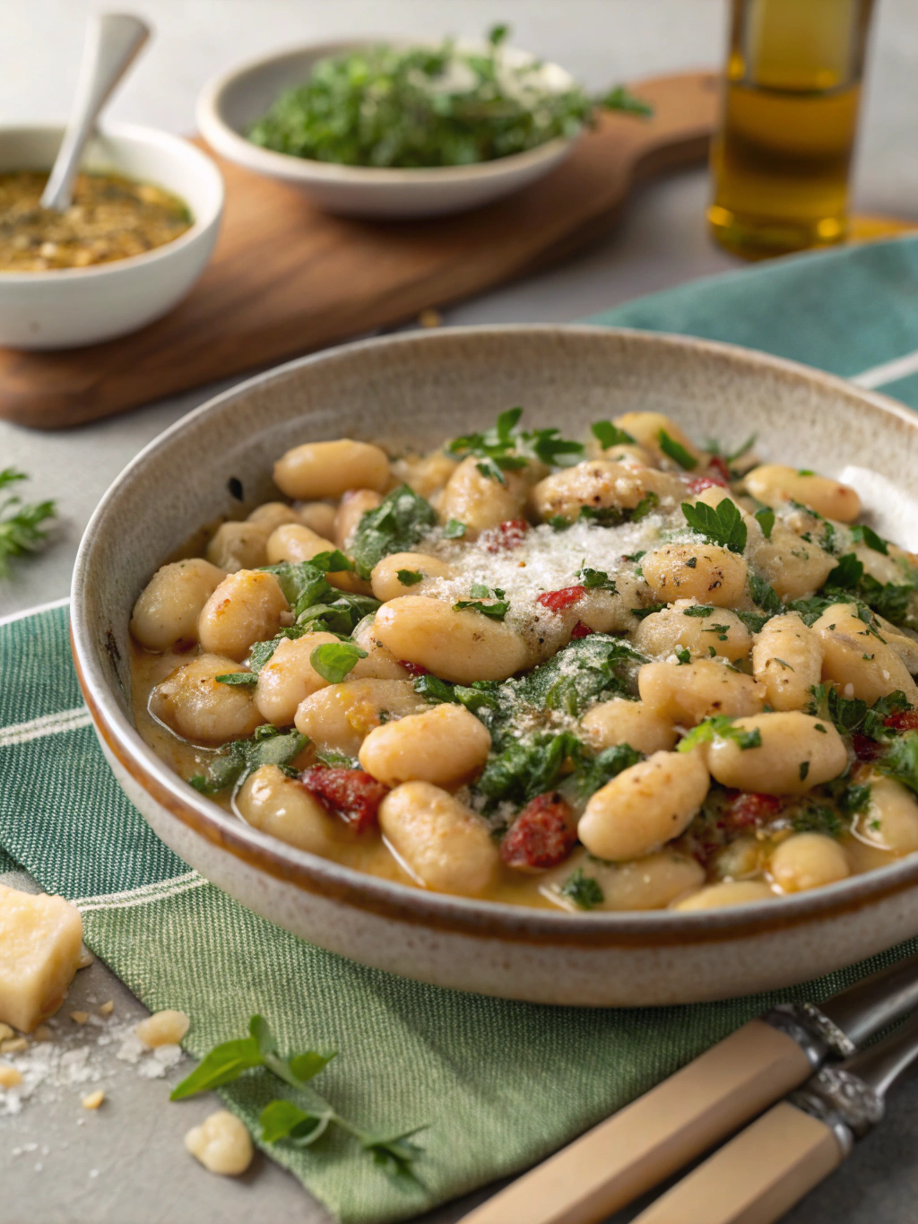 Creamy Tuscan Butter Beans served in a rustic bowl with fresh herbs